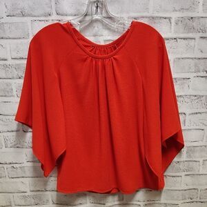 Orange Dolman Sleeve Boxy Blouse